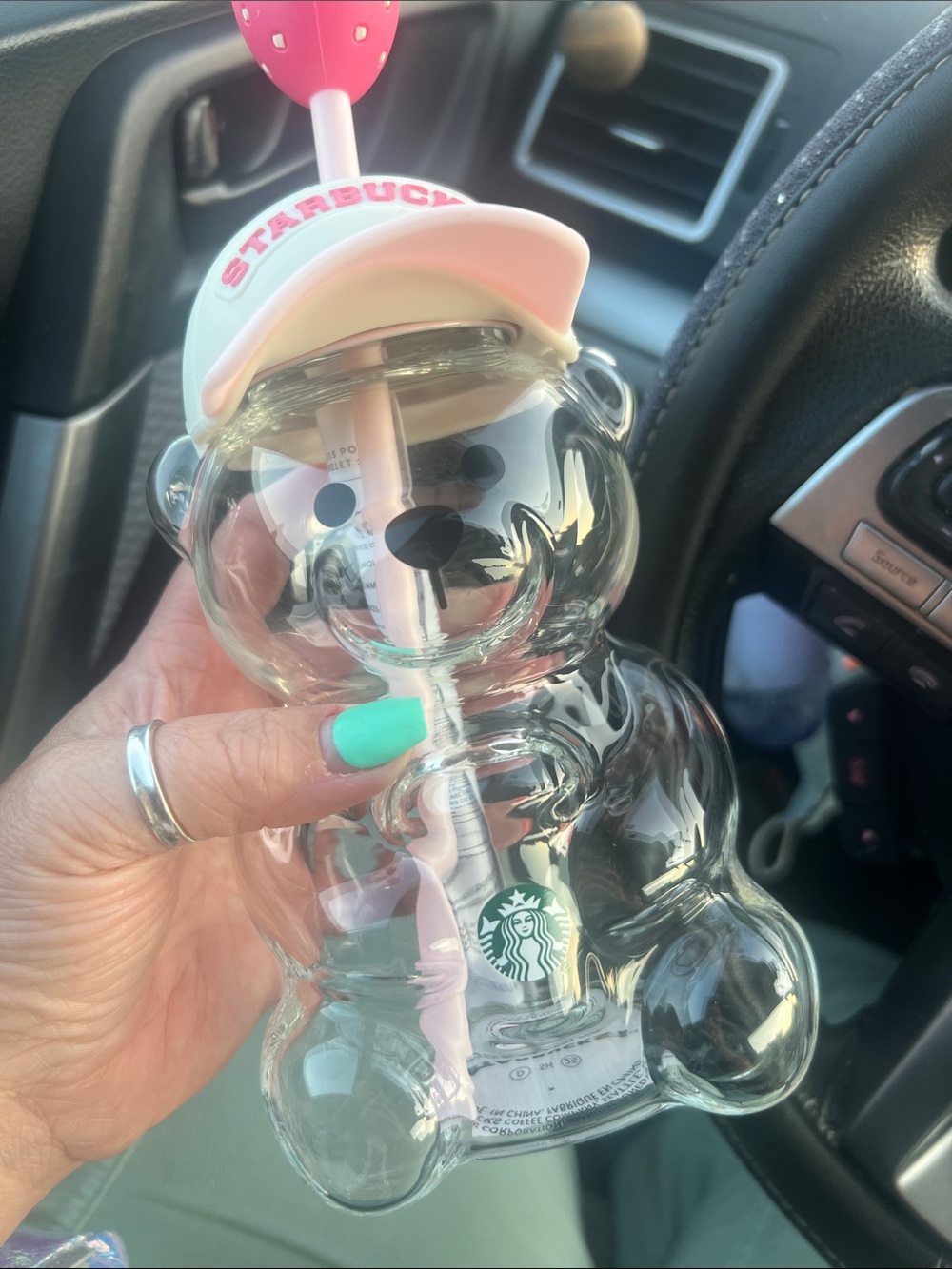 🍓 Starbucks Viral PINK Barista Bear Glass Tumbler 🍓